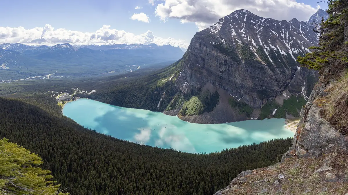 Lake Louise seen from the trail above the lake
